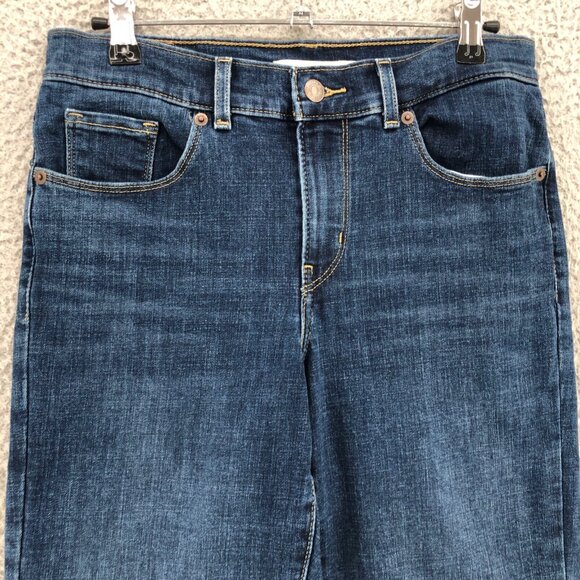 Levis Shorts Women 27 Blue Dark Wash Denim Bermuda Stretch Jean Everyday Walking - Picture 3 of 15